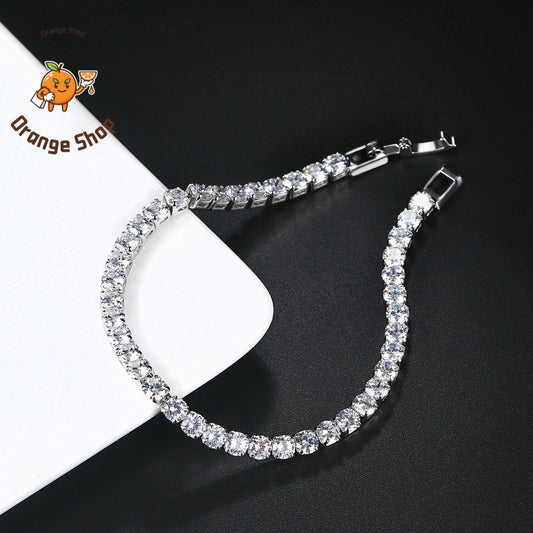 4 Prong Moissanite Single Row Bracelet | Minimalist Tennis Bracelet for Women