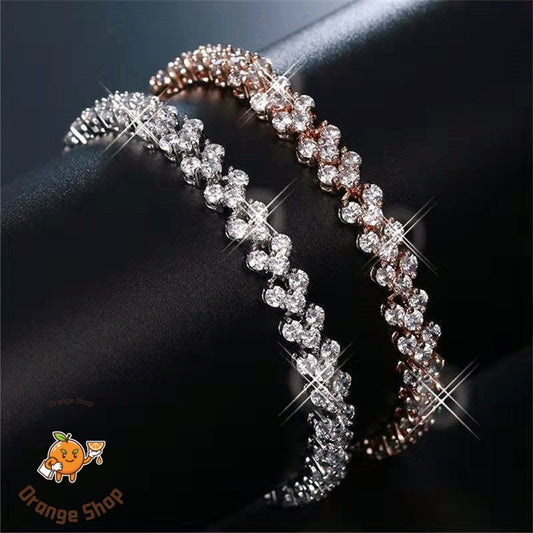 Luxury Full Sparkle Tennis Bracelet | Premium Cubic Zirconia Silver Plated Adjustable Bracelet for Women