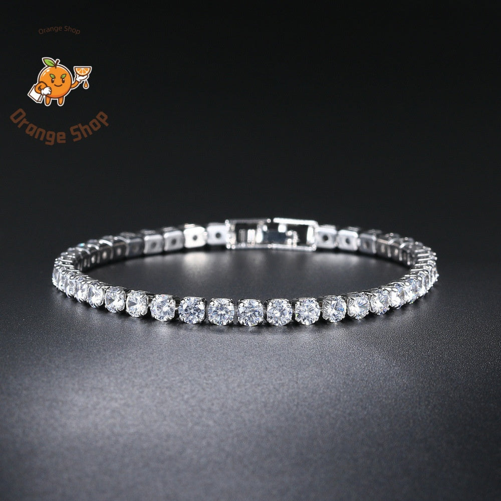4 Prong Moissanite Single Row Bracelet | Minimalist Tennis Bracelet for Women