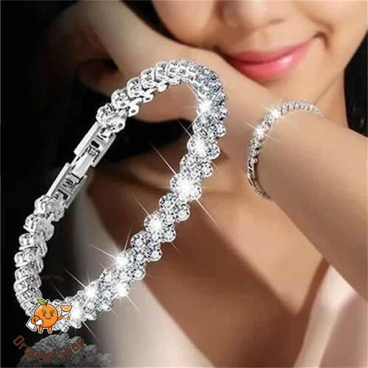 Luxury Full Sparkle Tennis Bracelet | Premium Cubic Zirconia Silver Plated Adjustable Bracelet for Women