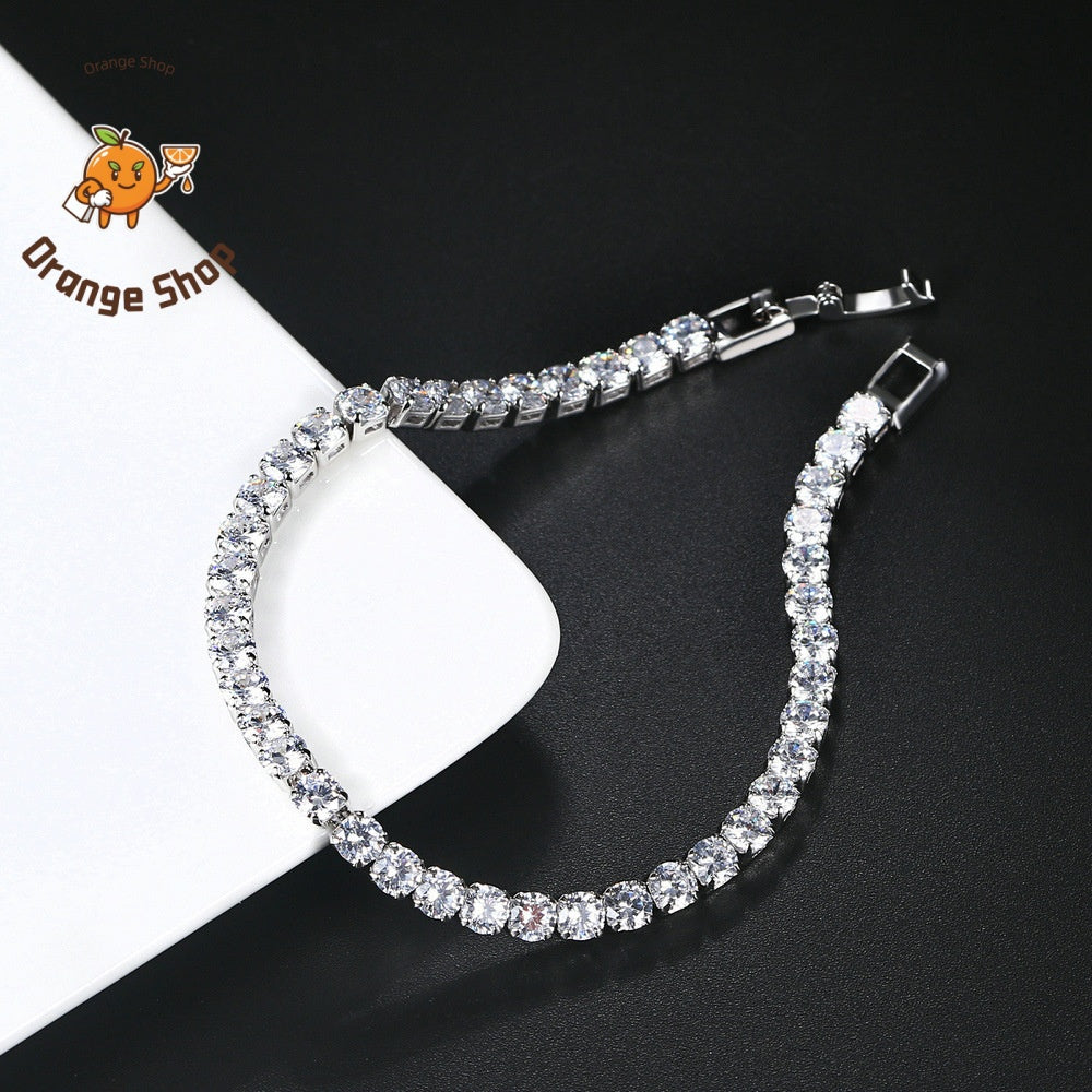 4 Prong Moissanite Single Row Bracelet | Minimalist Tennis Bracelet for Women