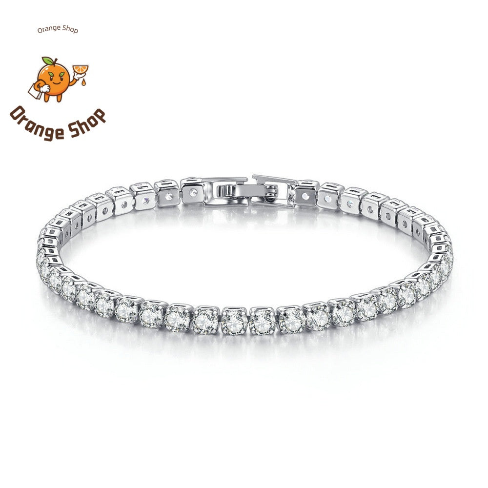 4 Prong Moissanite Single Row Bracelet | Minimalist Tennis Bracelet for Women