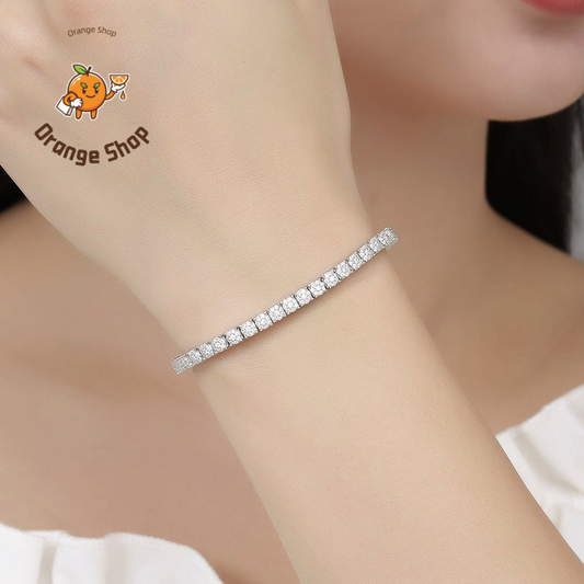4 Prong Moissanite Single Row Bracelet | Minimalist Tennis Bracelet for Women